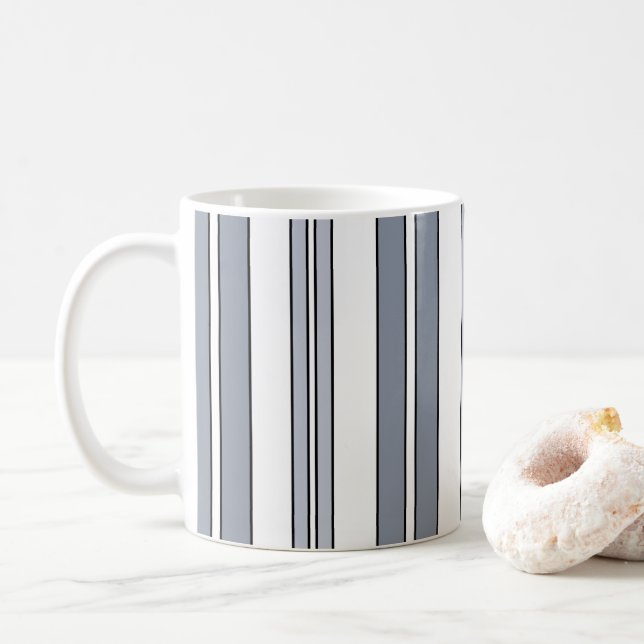 Gray Stripes Coffee Mug (With Donut)