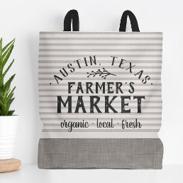 Gray Stripes Custom Farmer&#39;s Market Tote Bag