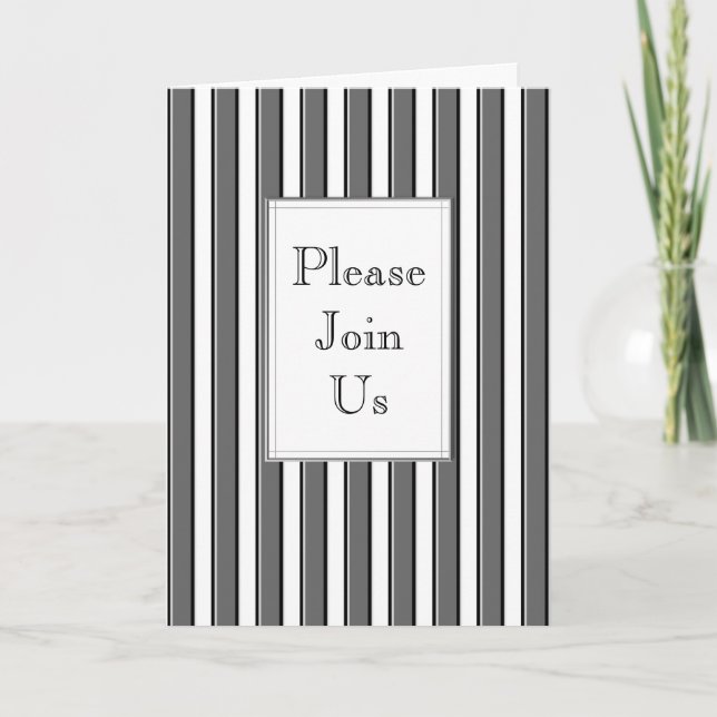 Gray Stripes Custom Folded Invitation (Front)