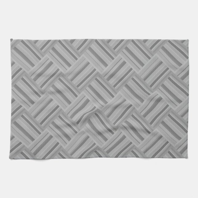 Gray stripes diagonal weave pattern kitchen towel (Horizontal)