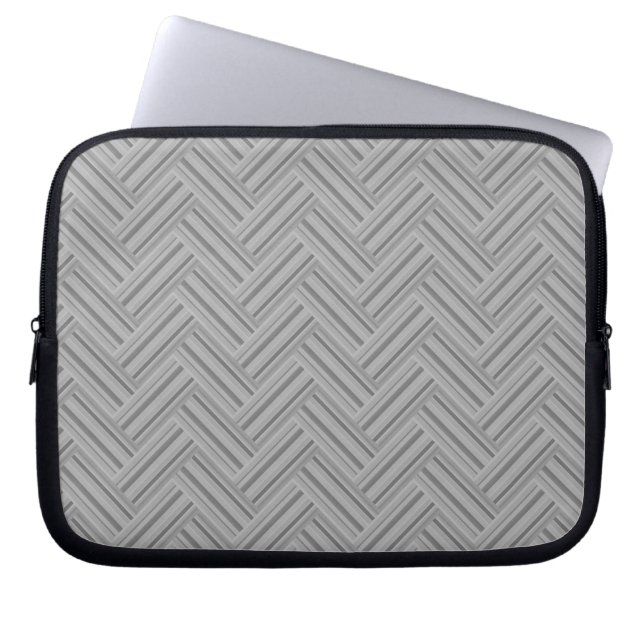 Gray stripes double weave pattern laptop sleeve (Front)