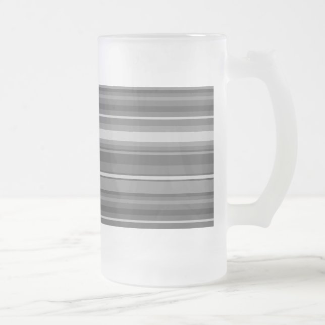 Gray stripes frosted glass beer mug (Right)
