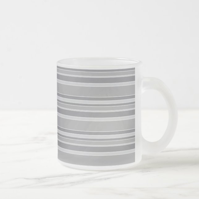 Gray stripes frosted glass coffee mug (Right)