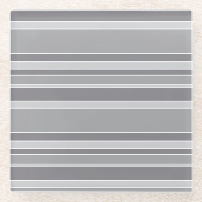 Gray stripes glass coaster (Front)