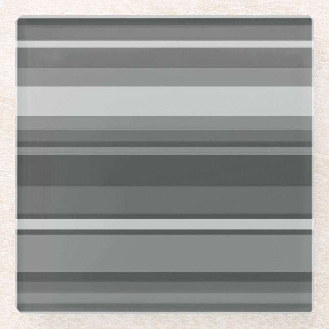 Gray stripes glass coaster (Front)
