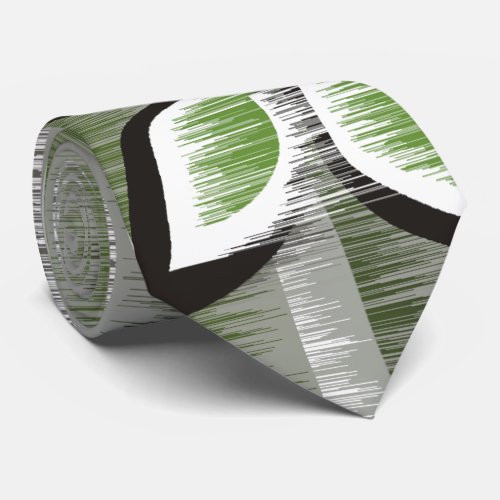 Gray stripes green petals modern wet paint tie