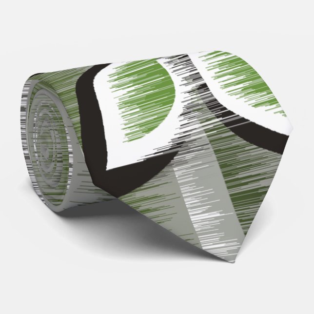 Gray stripes green petals modern wet paint tie (Rolled)