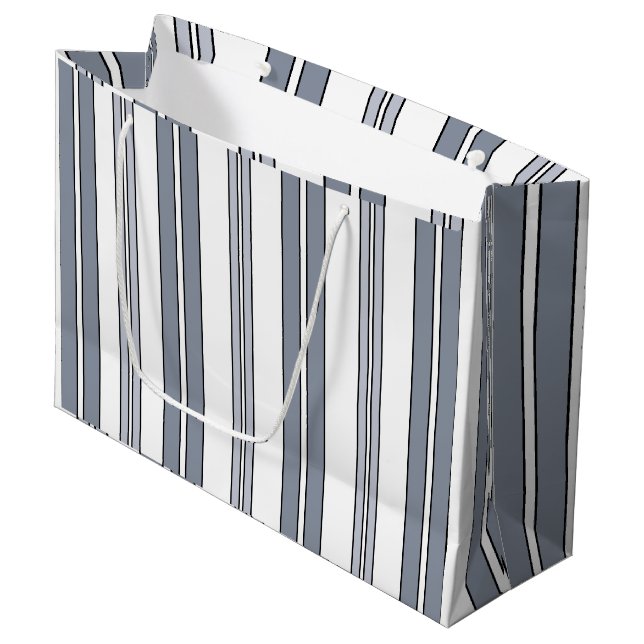 Gray Stripes Large Gift Bag (Front Angled)
