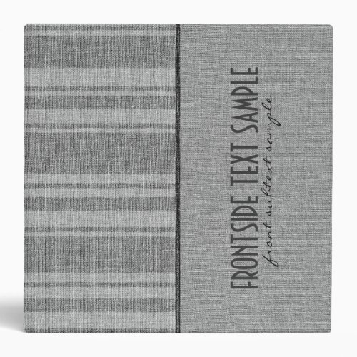 Gray Stripes Linen Burlap Fabric Look Binder