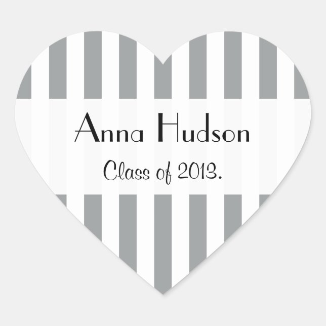 Gray Stripes, Lines, Striped Pattern, Graduation Heart Sticker (Front)