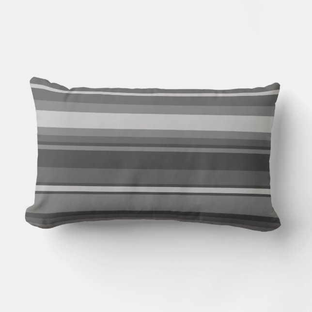 Gray stripes lumbar pillow (Front)