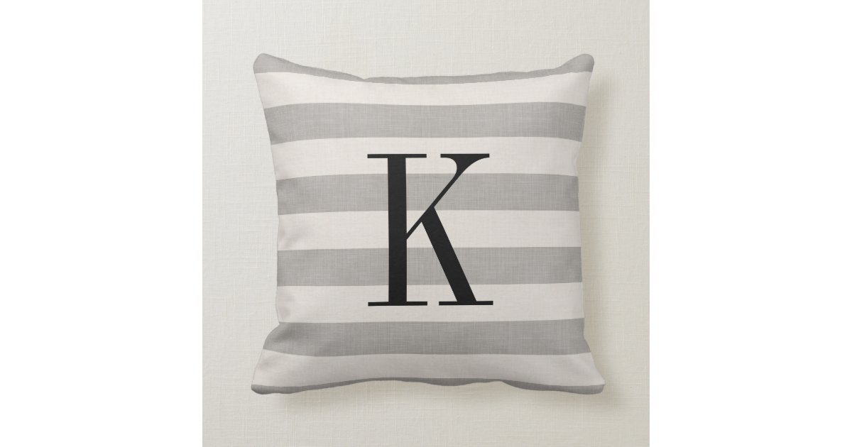 Gray Stripes Monogram Modern Farmhouse Throw Pillow Zazzle