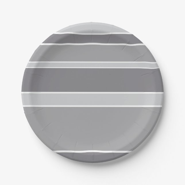 Gray stripes paper plates (Front)