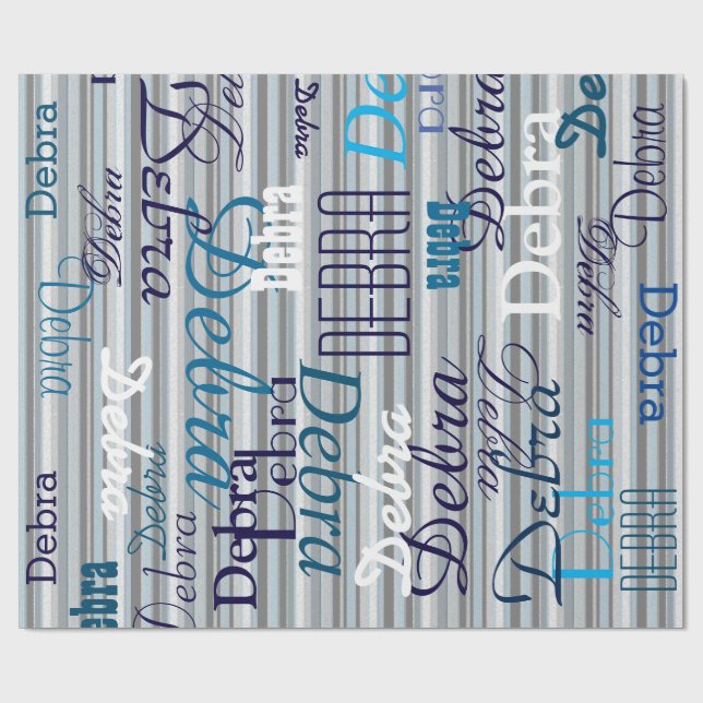 Gray Stripes / pattern of names personalized Wrapping Paper (Flat)