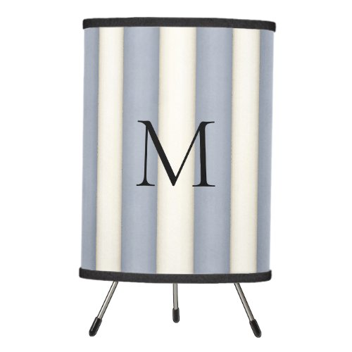 Gray Stripes Personalized Monogram Contemporary Tripod Lamp