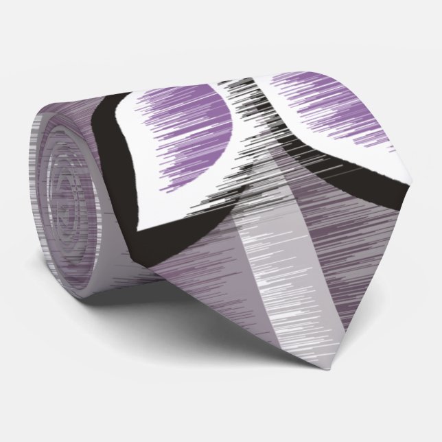 Gray stripes purple petals modern wet paint neck tie (Rolled)
