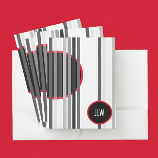 Gray Stripes Red and Black White with Initials