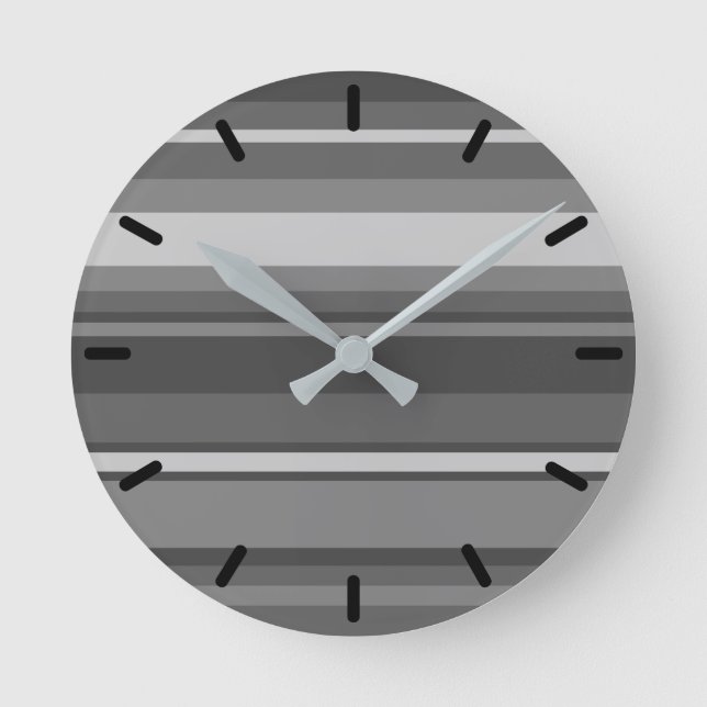 Gray stripes round clock (Front)