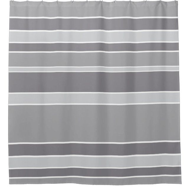 Gray stripes shower curtain (Front)
