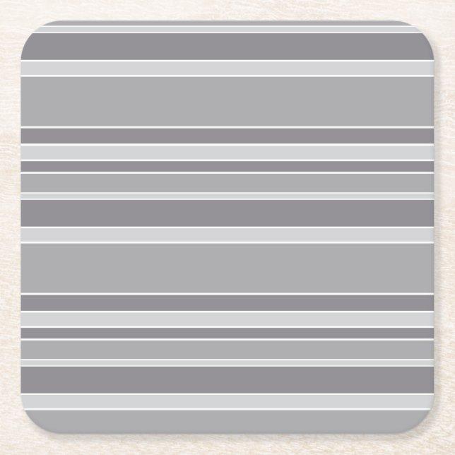Gray stripes square paper coaster (Front)