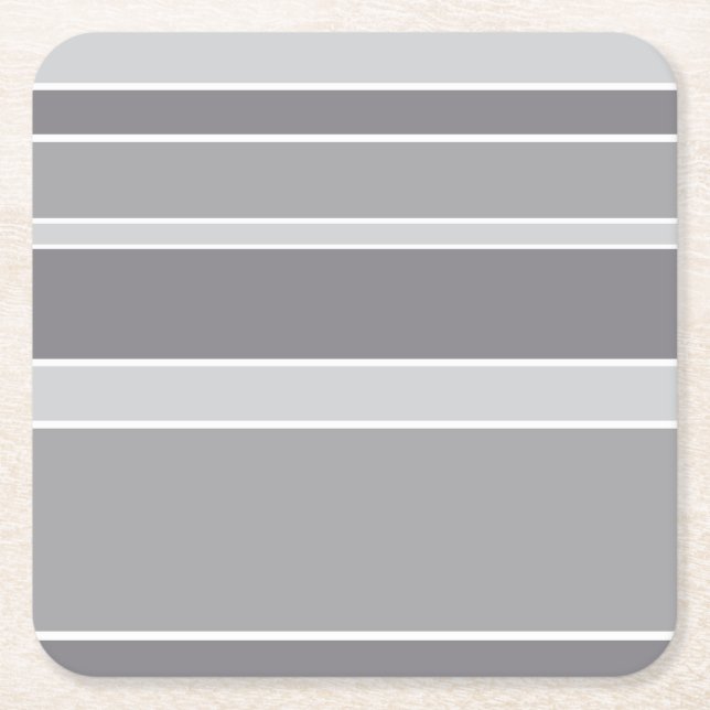 Gray stripes square paper coaster (Front)