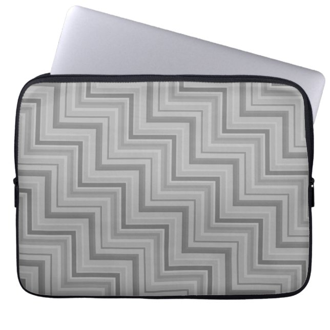 Gray stripes stairs pattern laptop sleeve (Front)