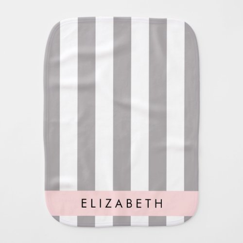 Gray Stripes Striped Pattern Lines Your Name Baby Burp Cloth