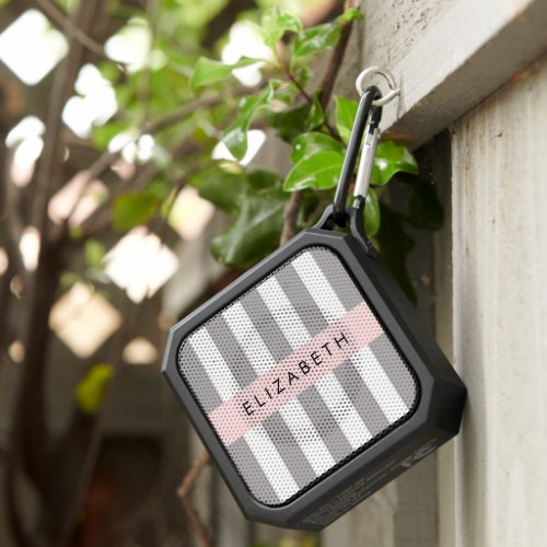 Gray Stripes Striped Pattern Lines Your Name Bluetooth Speaker