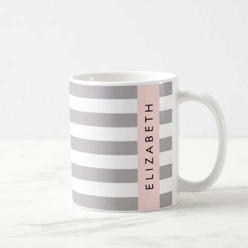 Gray Stripes Striped Pattern Lines Your Name Coffee Mug