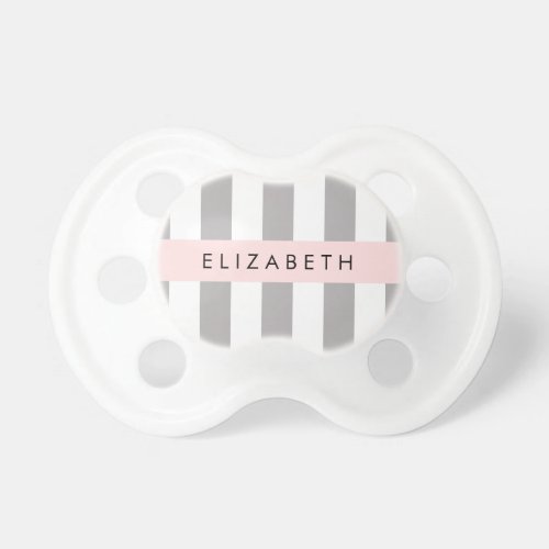 Gray Stripes Striped Pattern Lines Your Name Pacifier