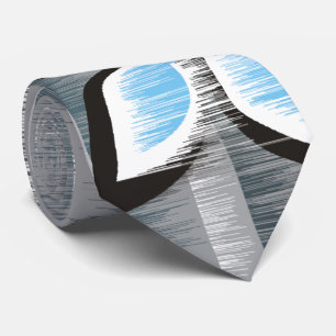 Gray stripes three blue petals modern wet paint neck tie