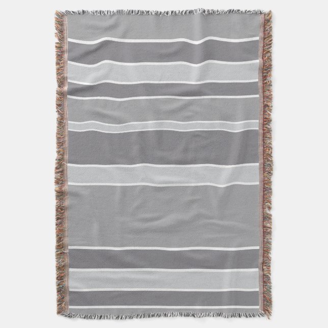 Gray stripes throw blanket (Front Vertical)