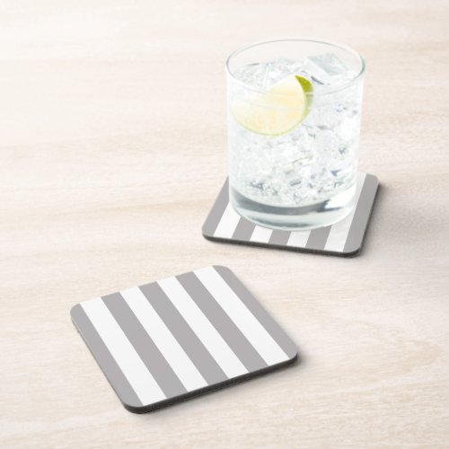 Gray Stripes White Stripes Striped Pattern Beverage Coaster