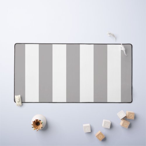 Gray Stripes White Stripes Striped Pattern Desk Mat