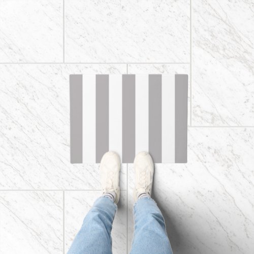 Gray Stripes White Stripes Striped Pattern Doormat