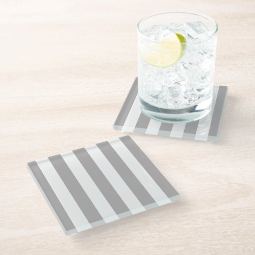 Gray Stripes White Stripes Striped Pattern Glass Coaster