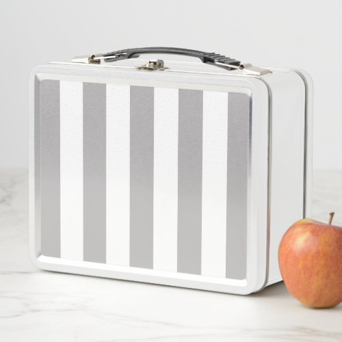 Gray Stripes White Stripes Striped Pattern Metal Lunch Box