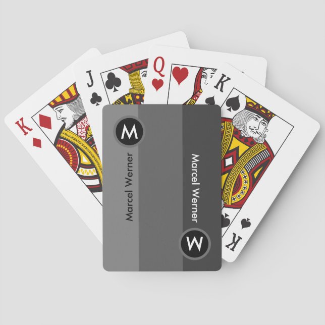 gray stripes with name and initial poker cards (Back)