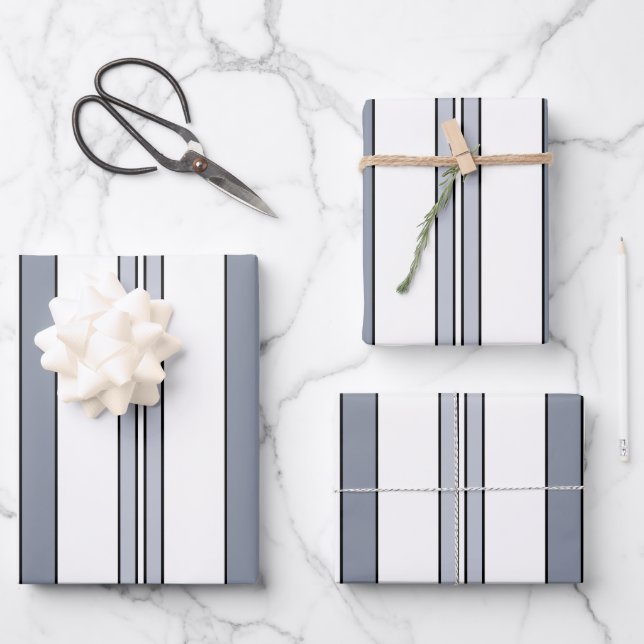 Gray Stripes Wrapping Paper Sheets (Front)