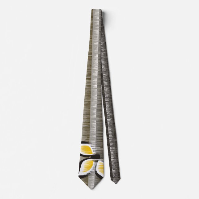 Gray stripes yellow petals modern wet paint tie (Front)