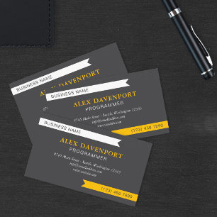 Gray & Strong Yellow Guidon Pennant Any Profession Business Card