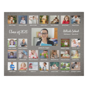 Gray Student Class Keepsake Textile Texture Faux Canvas Print