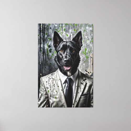 Gray Style Dog with Paint Spots Canvas Print