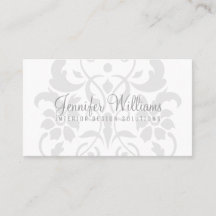 Gray Subtle Damask Business Card