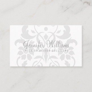 Gray Subtle Damask Business Card