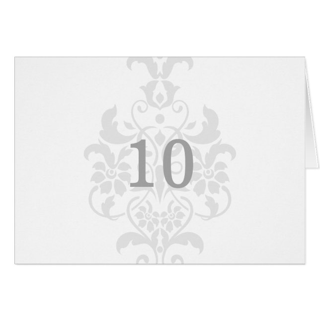 Gray Subtle Damask Table Number Card (Front Horizontal)