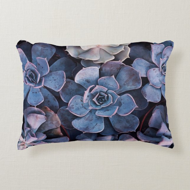 Gray succulents accent pillow (Front)