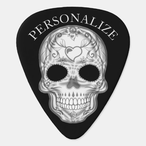  Gray Sugar Skull  Personalize Guitar Pick