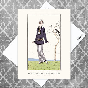 Gray Suit French Fashion Plate Illustration Postcard