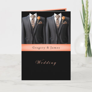 Gray Suits Peach Roses & Floral Tie Invitation